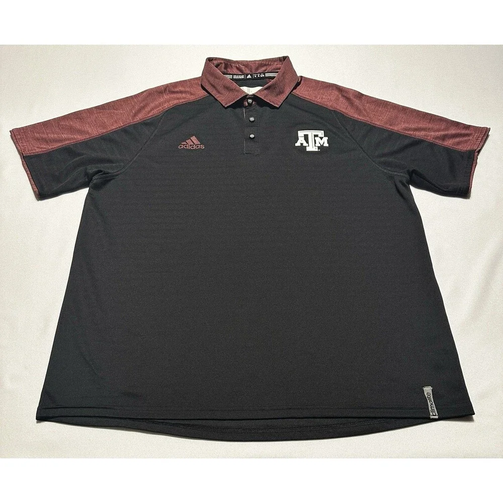 Texas A&M Aggies Adidas Golf Polo Mens Size XL Climalite NCAA *READ *SNAGS**